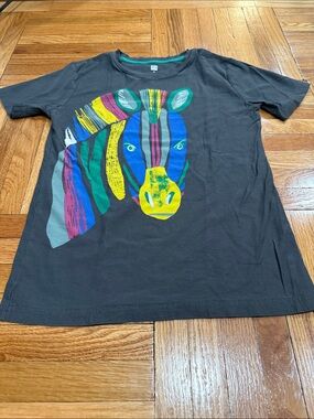 Tea Collection Kids Multicolor Zebra Graphic Tee - Dark Gray size 10
